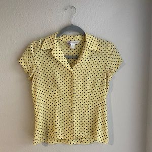 100% Silk Yellow Button-Up Shirt